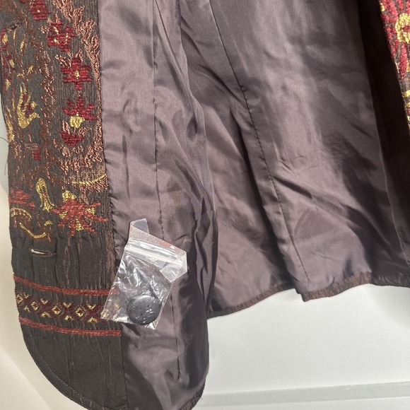 Vtg Womens ELCC Jacket Floral‎ Jacquard Baroque Tapestry Blazer Size PP - Picture 6 of 10